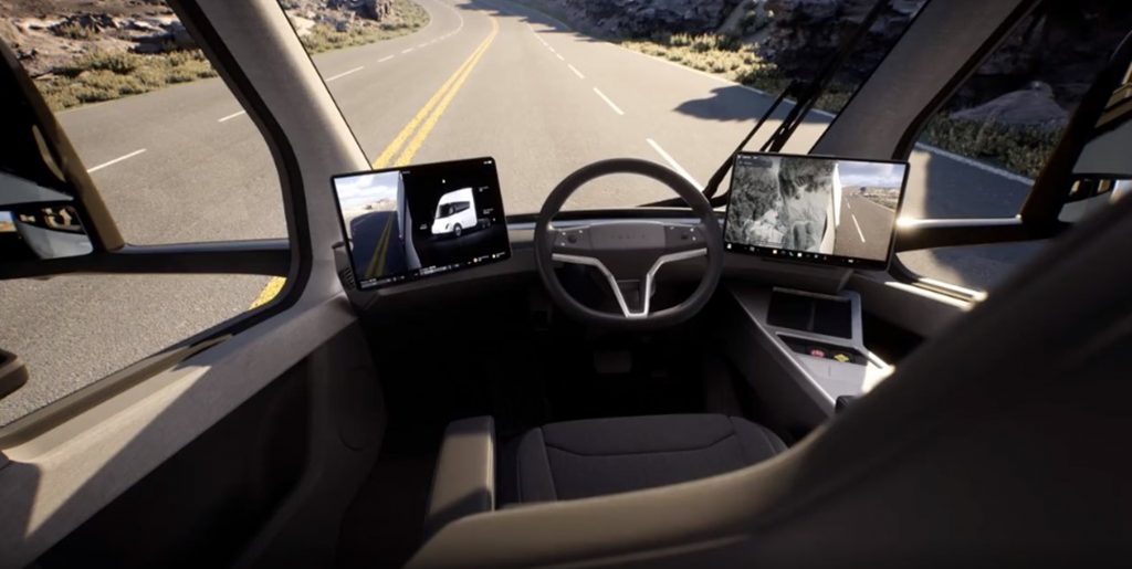 Interior truk listrik Tesla Semi. 