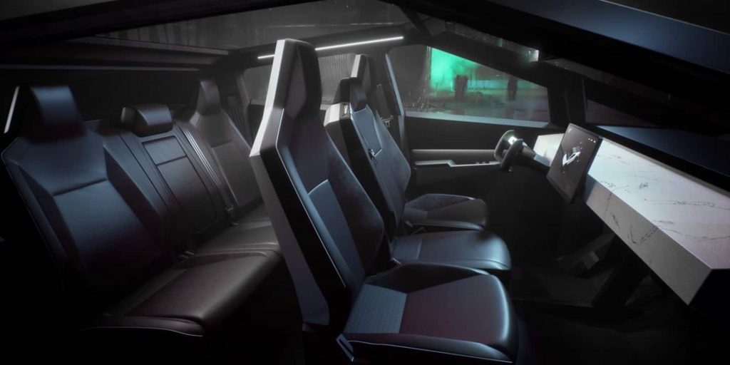 Interior Tesla Cybertruck. 