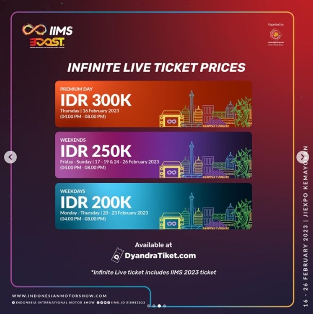 Harga infinite live IIMS 2023.