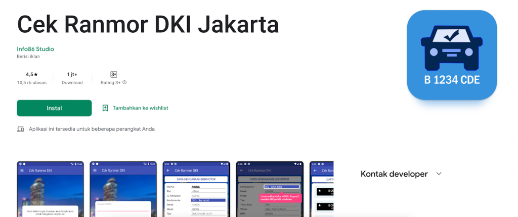 Aplikasi Cek Ranmor DKI Jakarta. 