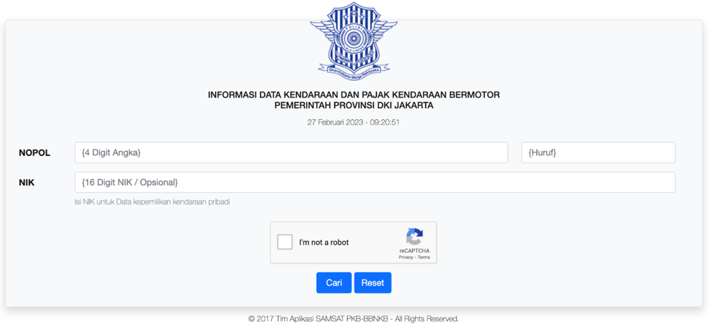 Cek Ranmor DKI Melalui Situs Website. 