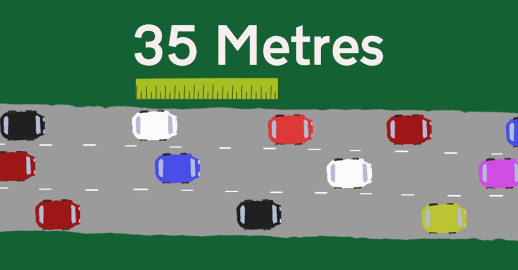 Ilustrasi menjaga jarak untuk mengatasi Phantom Traffic Jam. 