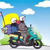 Ilustrasi sepeda motor untuk mudik.