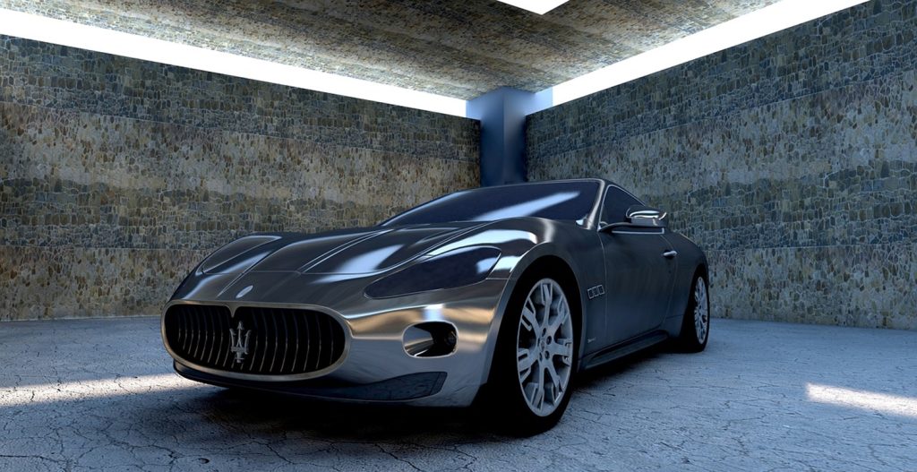 Mobil Maserati di garasi. 