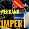 Ilustrasi jumper aki mobil menggunakan powerbank.