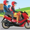 Ilustrasi mudik dengan sepeda motor.