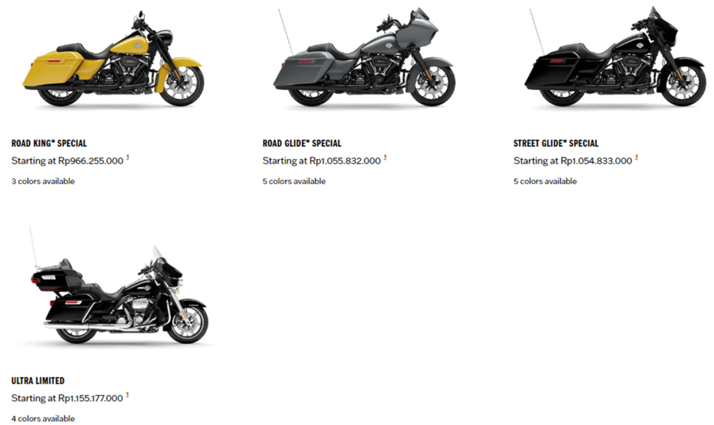 Deretan Sepeda Motor Grand American Touring Harley-Davidson 2023.