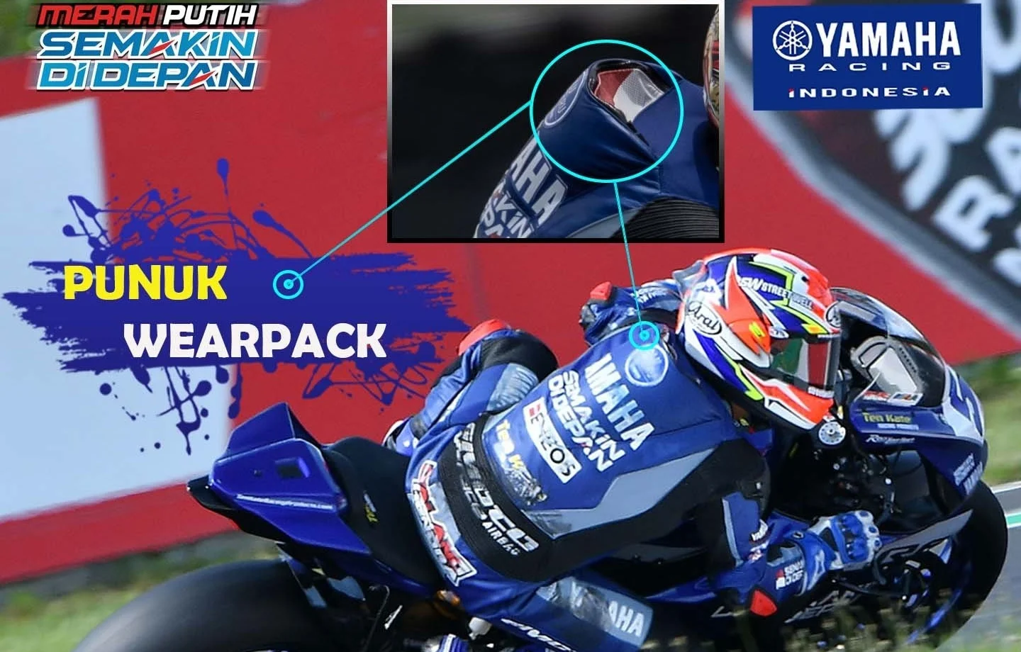 Punuk pada pakaian balap atau wearpack MotoGP.