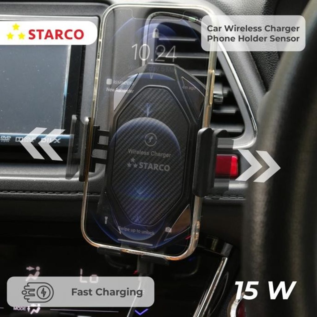 Starco Wireless Car Charger Phone Holder Sensor Fast Charging 15W. 