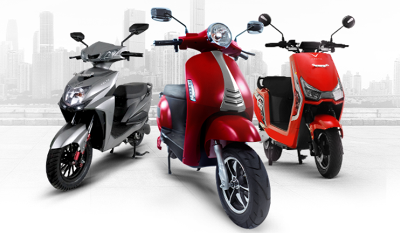 Berbagai model sepeda motor listrik Volta.