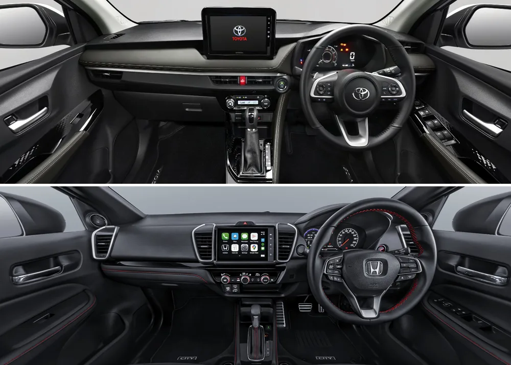 Interior Honda City dan Toyota Vios.
