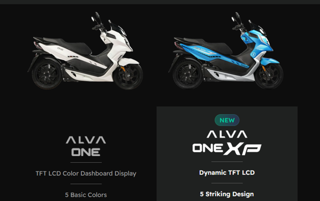 Pilihan warna motor listrik Alva One XP. 