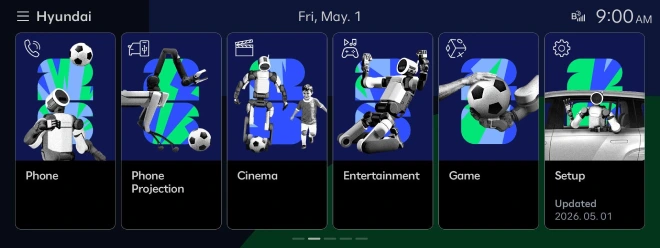 Tema Piala DUnia FIFA 2026 di sistem infotainment mobil Hyundai