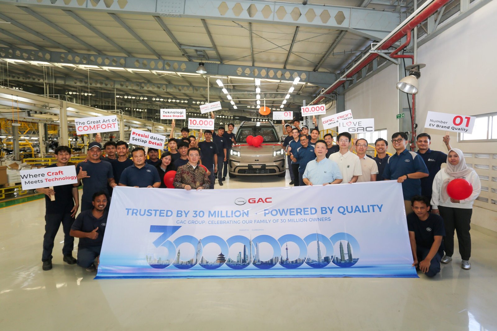 Seremoni GAC Group Trusted by 30 Million, Powered by Quality di pabrik perakitan GAC AION Indonesia