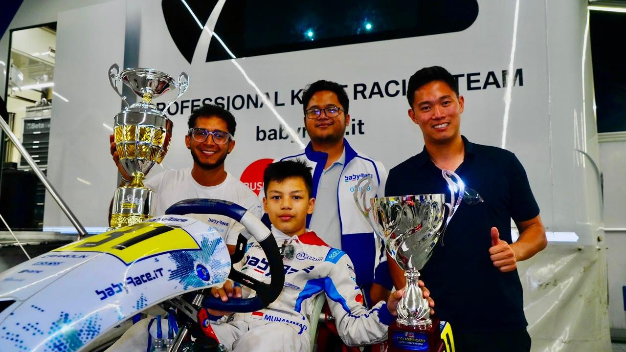 Muhammad FA Wibowo rayakanm kemenangan kedua IAME Series Italy
