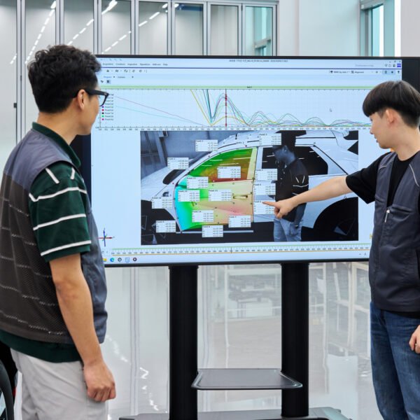 Engineers review dynamic motion validation results